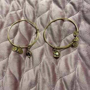 2 gold alex and ani shell bracelets!